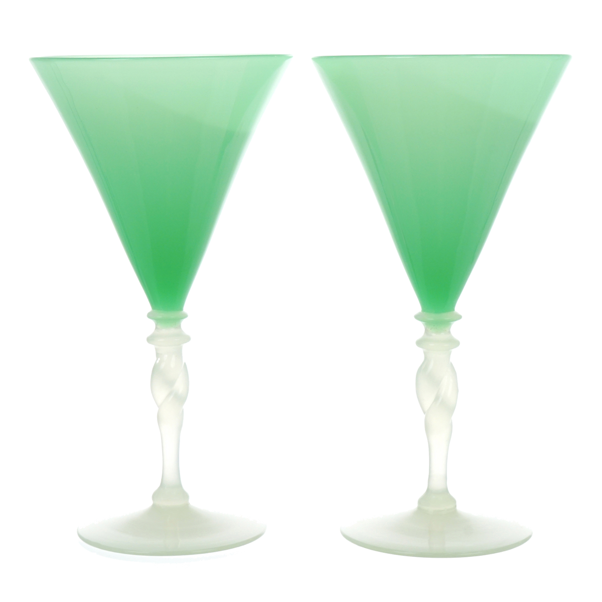 #20789 - 12 Steuben Art Deco Jade and Alabaster Water Goblets