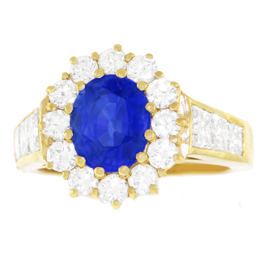 2.49 carat No Heat Ceylon Sapphire and Diamond-set Ring