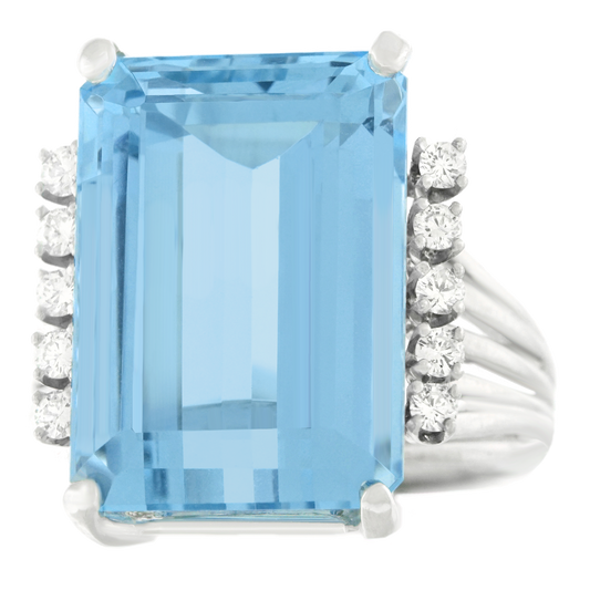 #20859 - 19.97ct Aquamarine and Diamond Ring