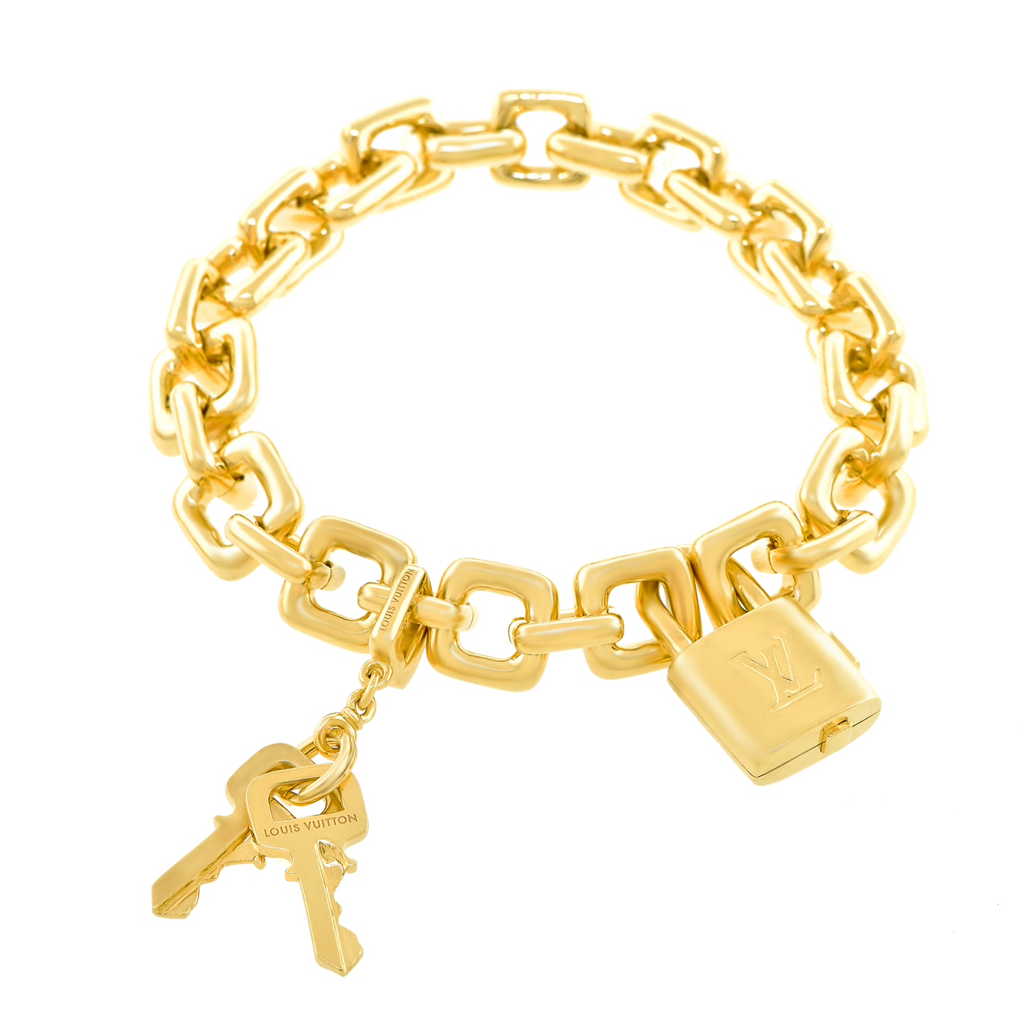 Louis Vuitton Charm Bracelet With Lock And Keys 18k c2000s France Louis Vuitton Charm Bracelet With Lock And Keys 18k c2000s France