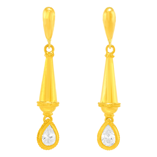 #22365 - Fabulous Diamond-set Gold Earrings with Antique Dangles