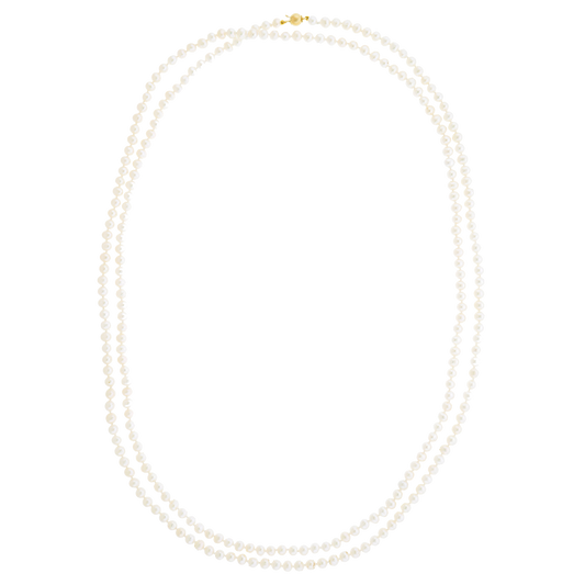52 Inch Strand of Natural Cultured Pearls c1980s 14k