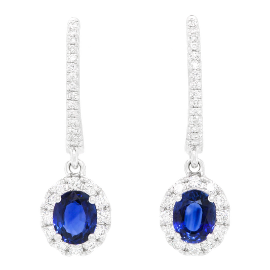 Sapphire and Diamond Drop Earrings 14k c2000s American