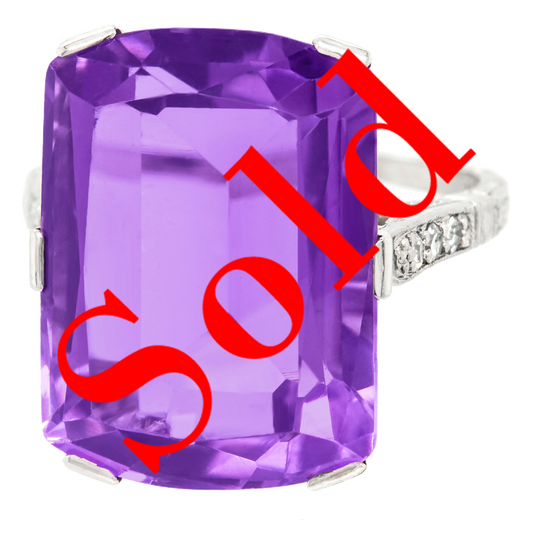 #23380 - Art Deco Amethyst White Gold Ring