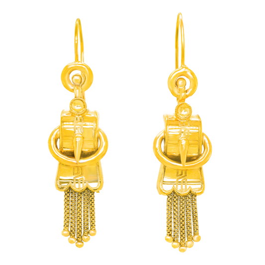Antique Gold Tassel Earrings 14k c1880s