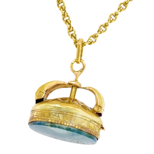 #23784 - Musical Agate Fob 18k c1920s France