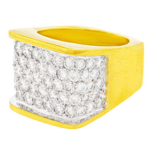 Seventies Mod Diamond-set Gold Cocktail Ring