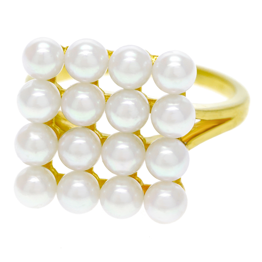 Modernist Mikimoto Pearl Ring 14k