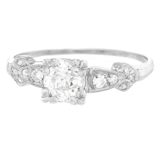 Art Deco .68 carat Diamond Engagement Ring Platinum