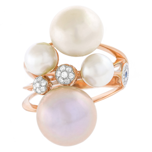 Talento Italy Pearl and Diamond-set Gold Ring
