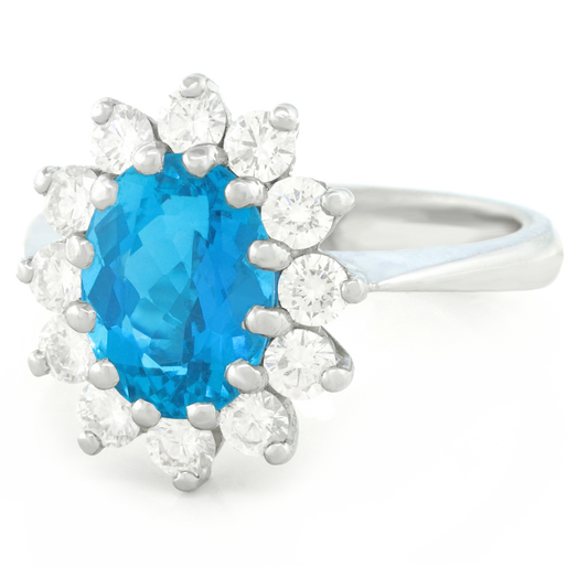 Aquamarine and Diamond-set Gold Ring