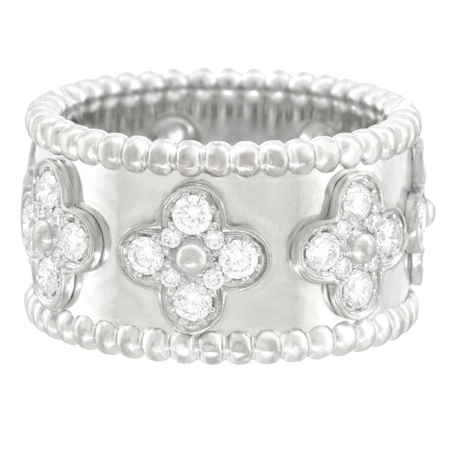 Van Cleef Arpels Perl e Clovers Ring Extra Wide Model Size 8.75