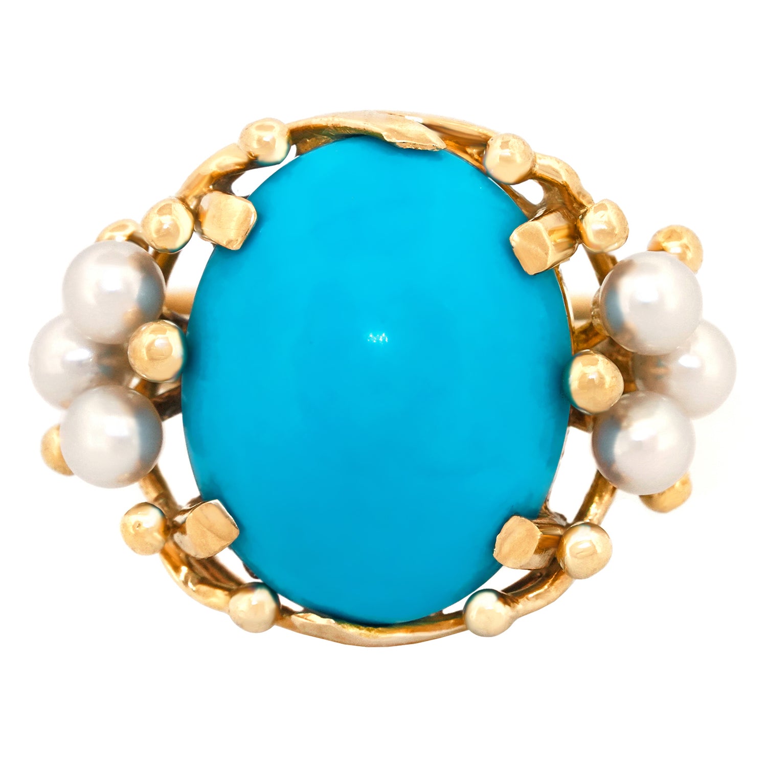 Mings Turquoise and Pearl Ring