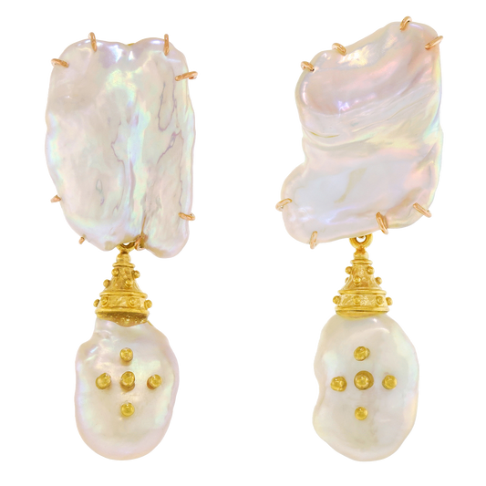 Baroque Pearl and Gold Convertible Earrings