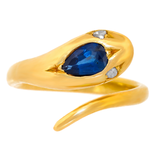 Deco Sapphire-set Gold Snake Ring