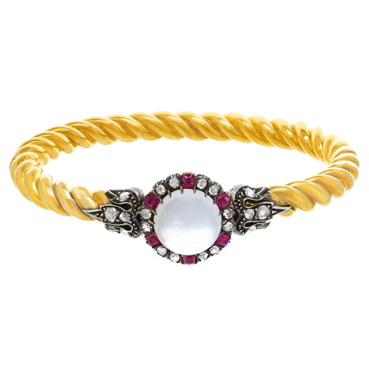 #25378 - Moonstone, Ruby and Diamond Bracelet France
