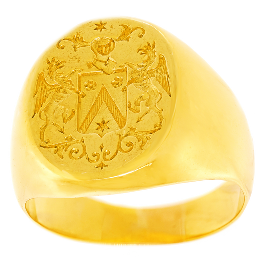 #25826- Art Deco French Gold Signet Ring