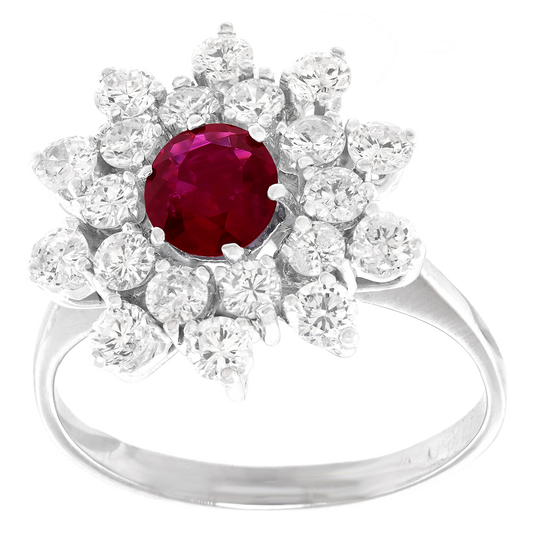 #25859 - Ruby and Diamond Seventies Fashion Ring