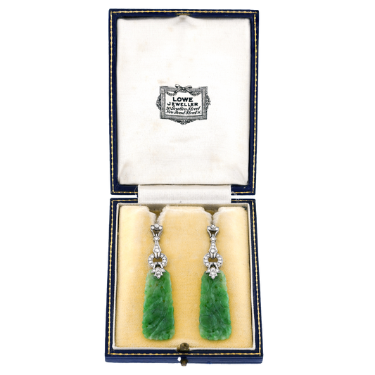 #25895 - Art Deco Jade Chandelier Earrings GIA