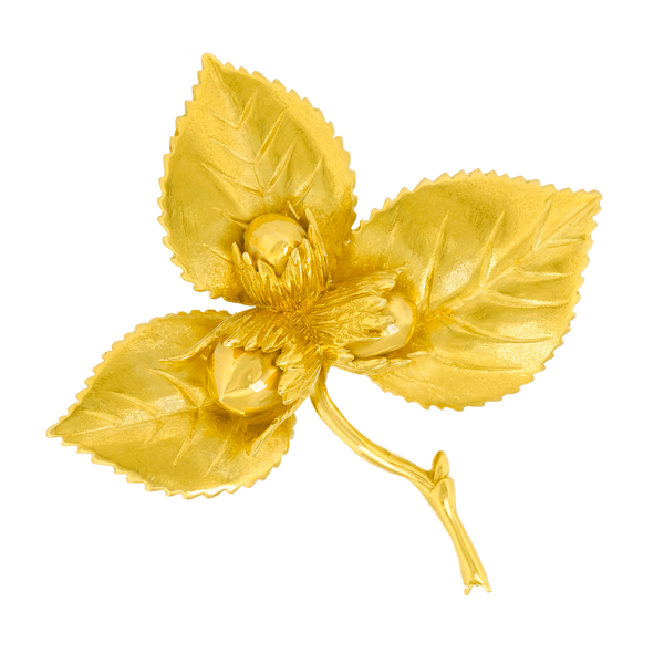 25900 - Hermes 18k Gold Leaf Brooch