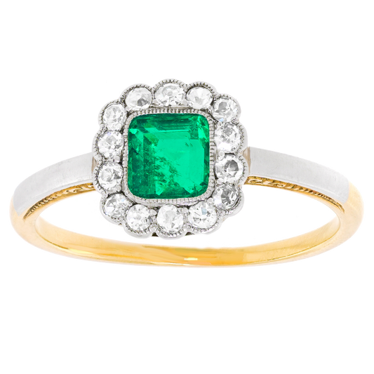 #25905 - Art Deco Emerald & Diamond Ring