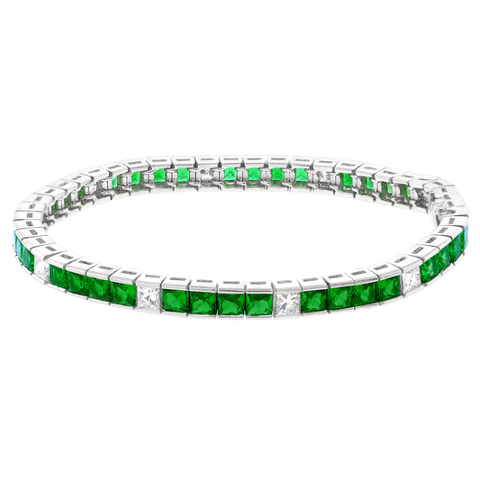 #26107 - Tsavorite Garnet and Diamond Line Bracelet