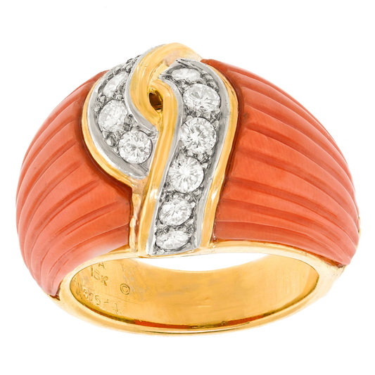 #26121 - Van Cleef & Arpels Coral and Diamond Ring