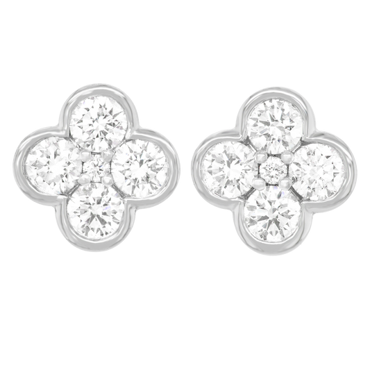 #26047 - Diamond-Set White Gold Clover Earrings