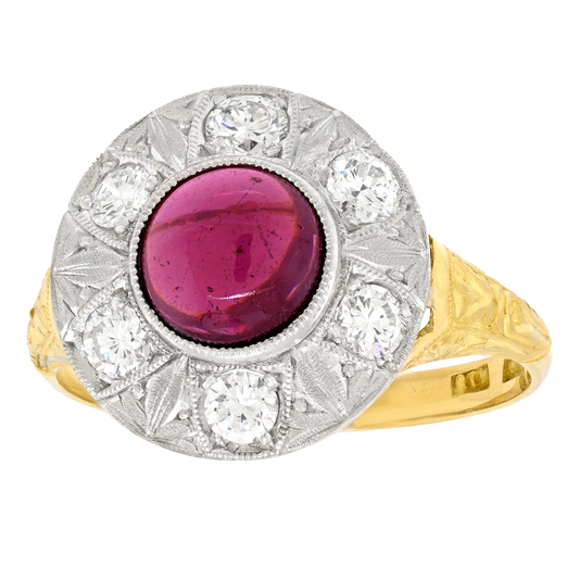 #26455 - Art Deco Garnet & Diamond Ring