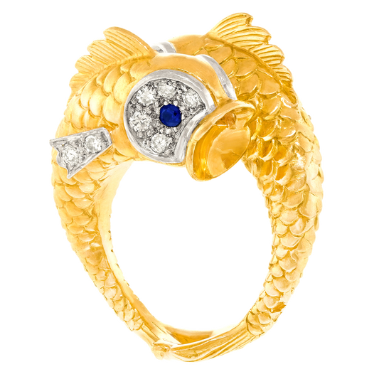 #26483 - Boucheron Double Fish Ring Sixties