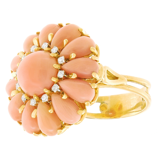 #26563 - Natural Coral and Diamond Ring