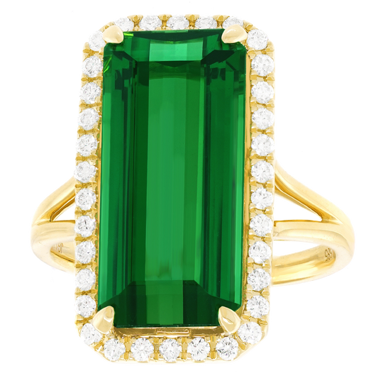 #26578 - Green Tourmaline and Diamond Ring