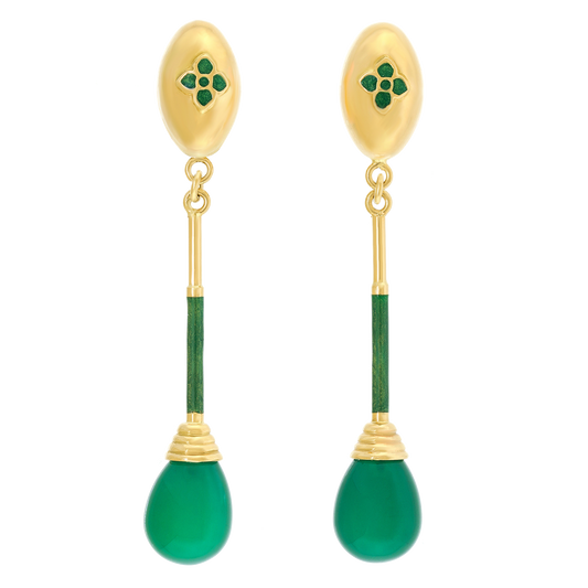 #26634 - Green Onyx and Enamel Chandelier Earrings