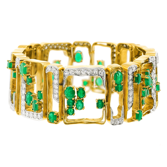 #26640 - Modernist Emerald and Diamond Bracelet