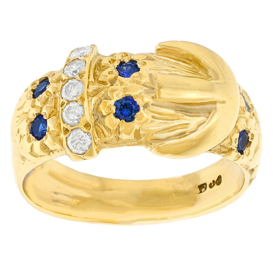 #26669 - Antique Sapphire & Diamond Buckle Ring