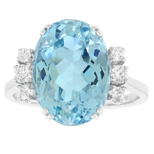 #26671 - Sixties Aquamarine & Diamond Ring