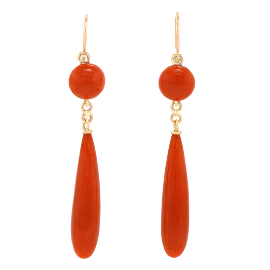 #26783 - Natural Coral Art Deco Chandelier Earrings
