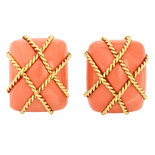 #26797- Seaman Schepps Monumental Coral Cage Earrings