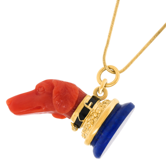 #26843 - Coral and Lapis Dog Fob French