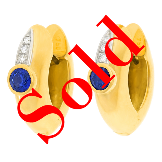 #26861 - Sapphire and Diamond Huggie Earrings