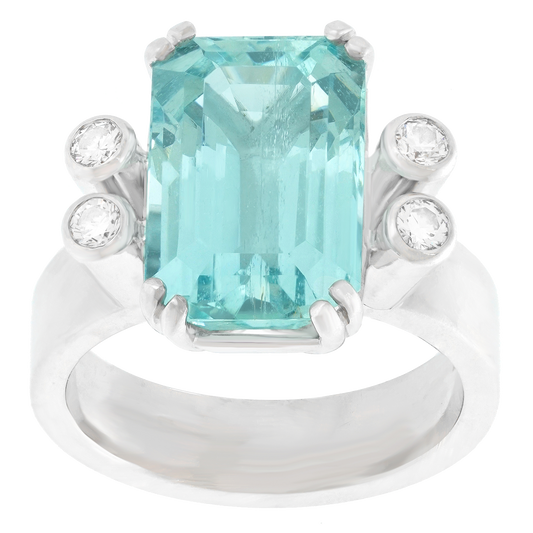 #26864 - Swiss Modern 8.0ct Aquamarine and Diamond Ring by Killer