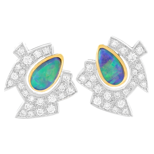 #26866 - Paul Binder Opal & Diamond Earrings