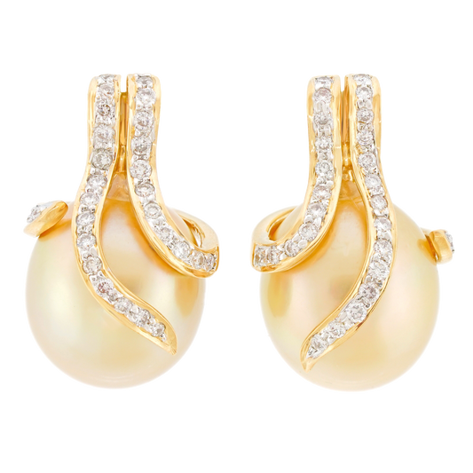 #26943 - South Sea Pearl and Diamond Earrings