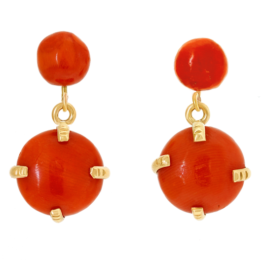 #26960 - Natural Coral Sixties Drop Earrings