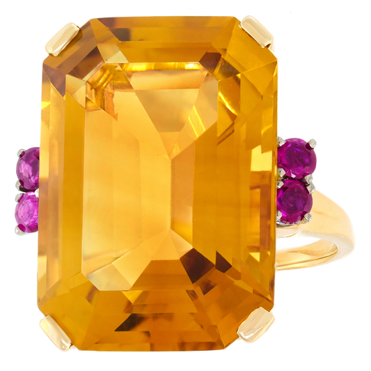 #27004 - Retro Citrine and Ruby Ring