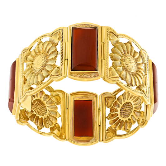 #27014 - Secessionist Carnelian and Gold Bracelet