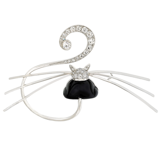 #27464 - Modernist Platinum Cat Brooch