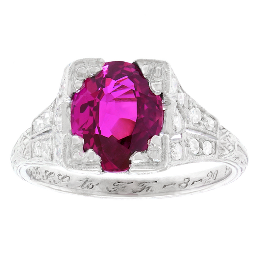 #27166 - 3.01 carat Pink Sapphire Art Deco Ring