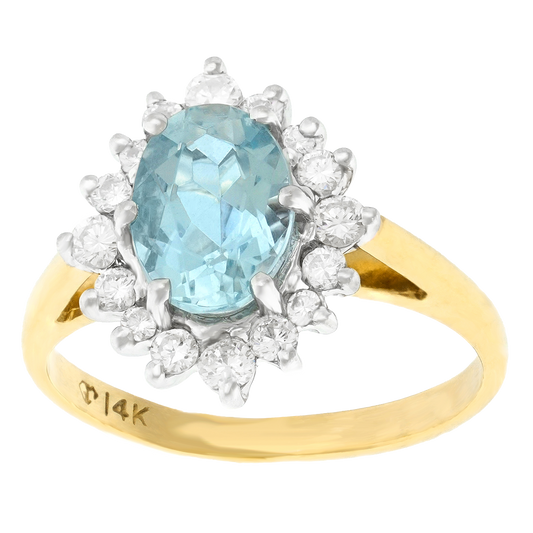 #27219 - Sixties Aquamarine and Diamond Ring