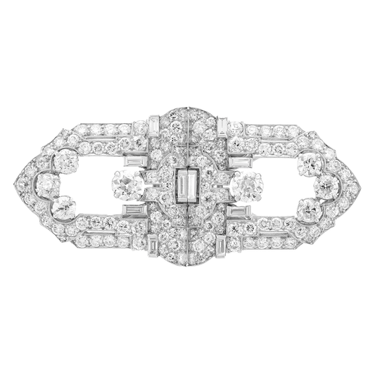 #27308 - Raymond C Yard Art Deco Double Clip Diamond Brooch